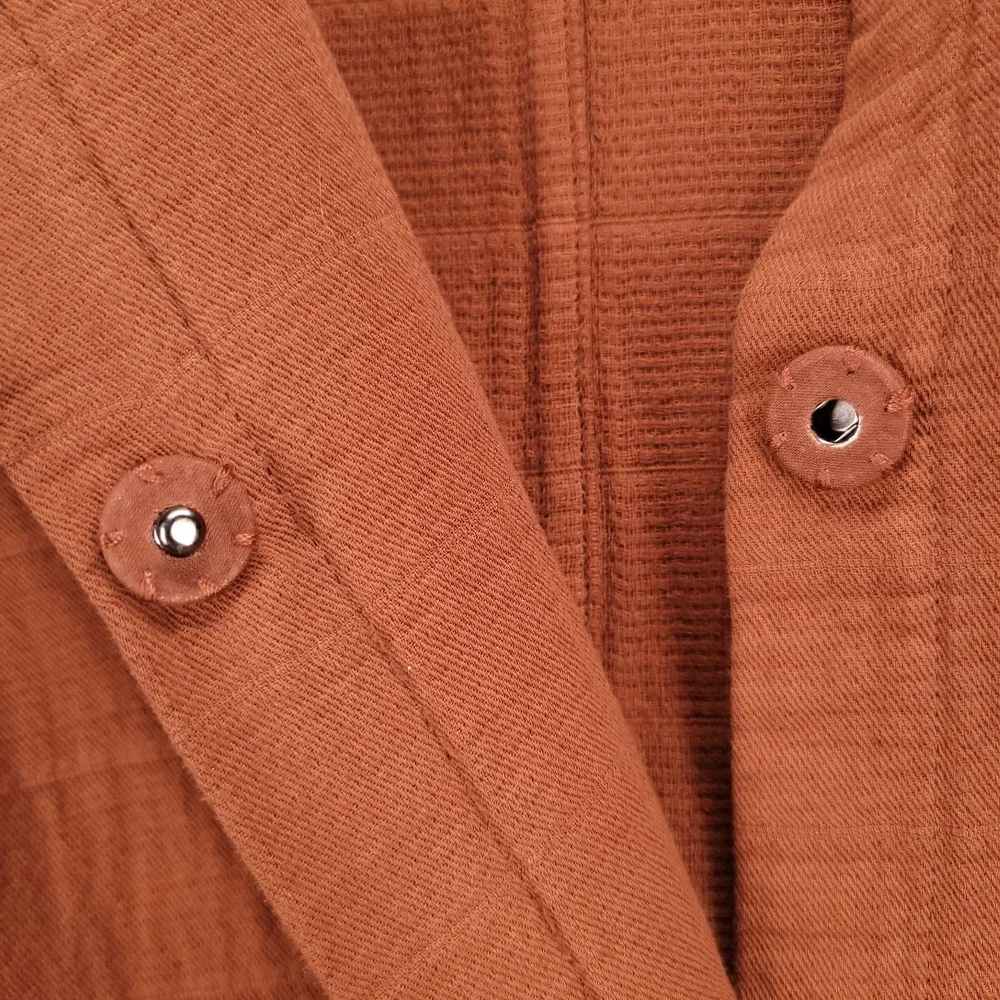 EILEEN FISHER Jacket Size XL Organic Cotton Stand Collar Long Sleeve Snap